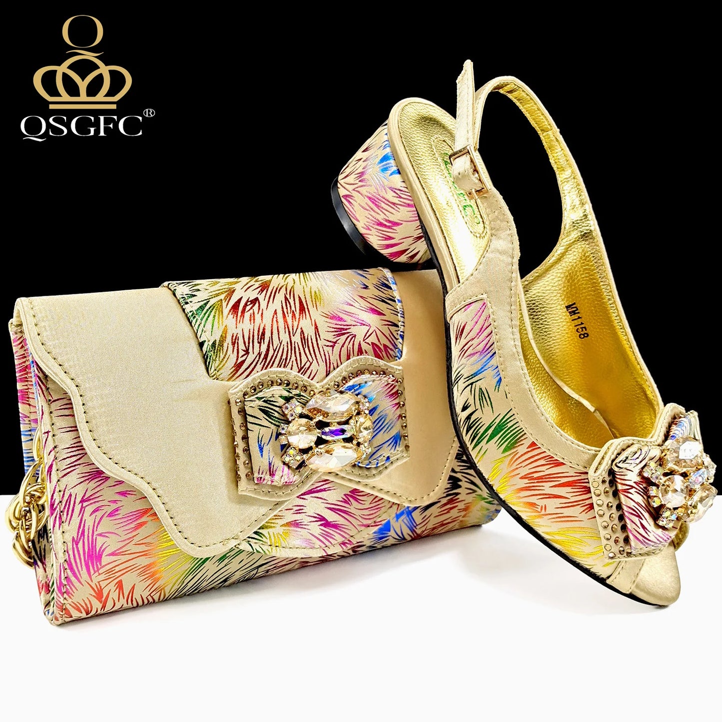 Nigerian Style Women Heels Shoes And Elegant Bag Set Color Matching Handbag Wedding Party Women Shoes