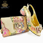 Nigerian Style Women Heels Shoes And Elegant Bag Set Color Matching Handbag Wedding Party Women Shoes