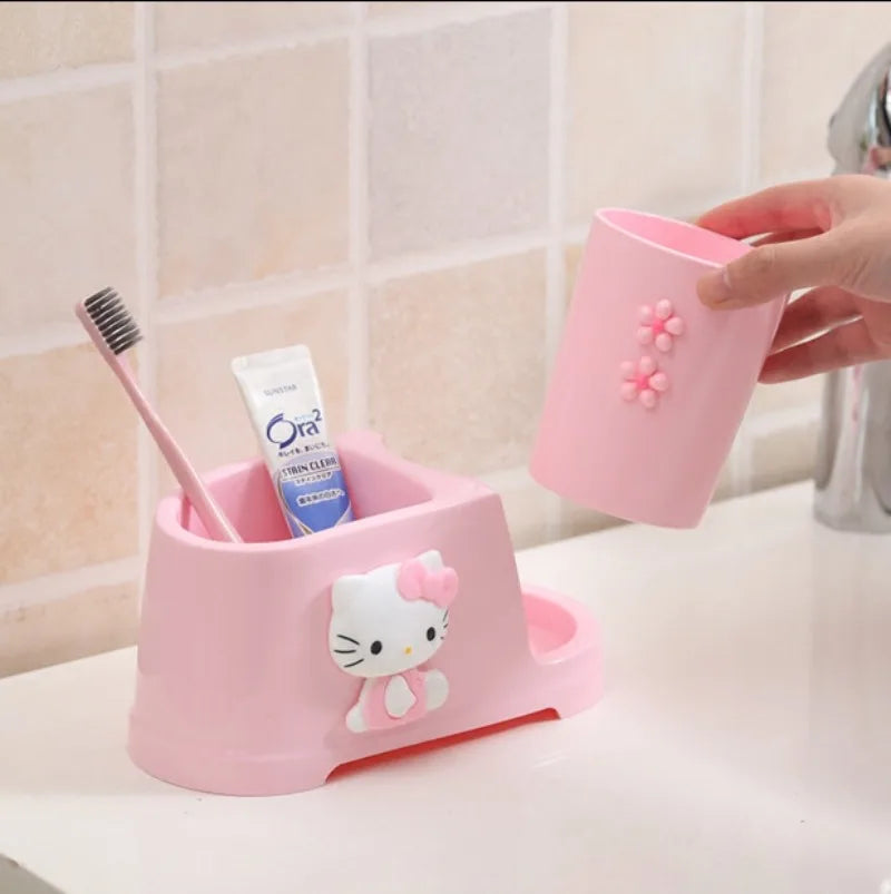 Sanrio Hello kittyMy melody creative home cartoon bathroom tooth cup toothbrush couple set mouthwash cup washing storage box