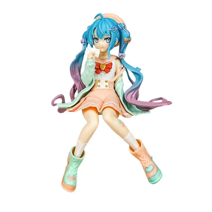 Anime Hatsune Miku Anime figure Pink dress Sitting posture PVC model action toys Cherry pink cherry blossom decorationgifts