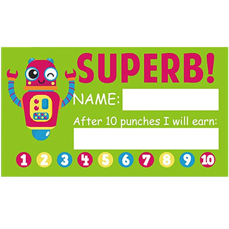 50Pcs Cartoon Kids Reward Incentive Punch Cards For Teacher
