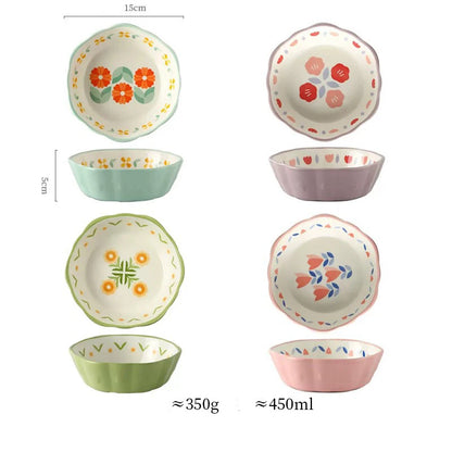 Heat Resistant Ceramic Salad Bowl With Wavy Edges Dessert Bowl Kitchen Fruit Dish Microwave Oven Oven Safety 6inch