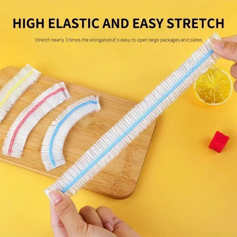 500/50Pcs Disposable Food Cover Fruit Food Cover Elastic Plastic Shower Cap Food Grade Storage Bag Kitchen Organizer Cling Film