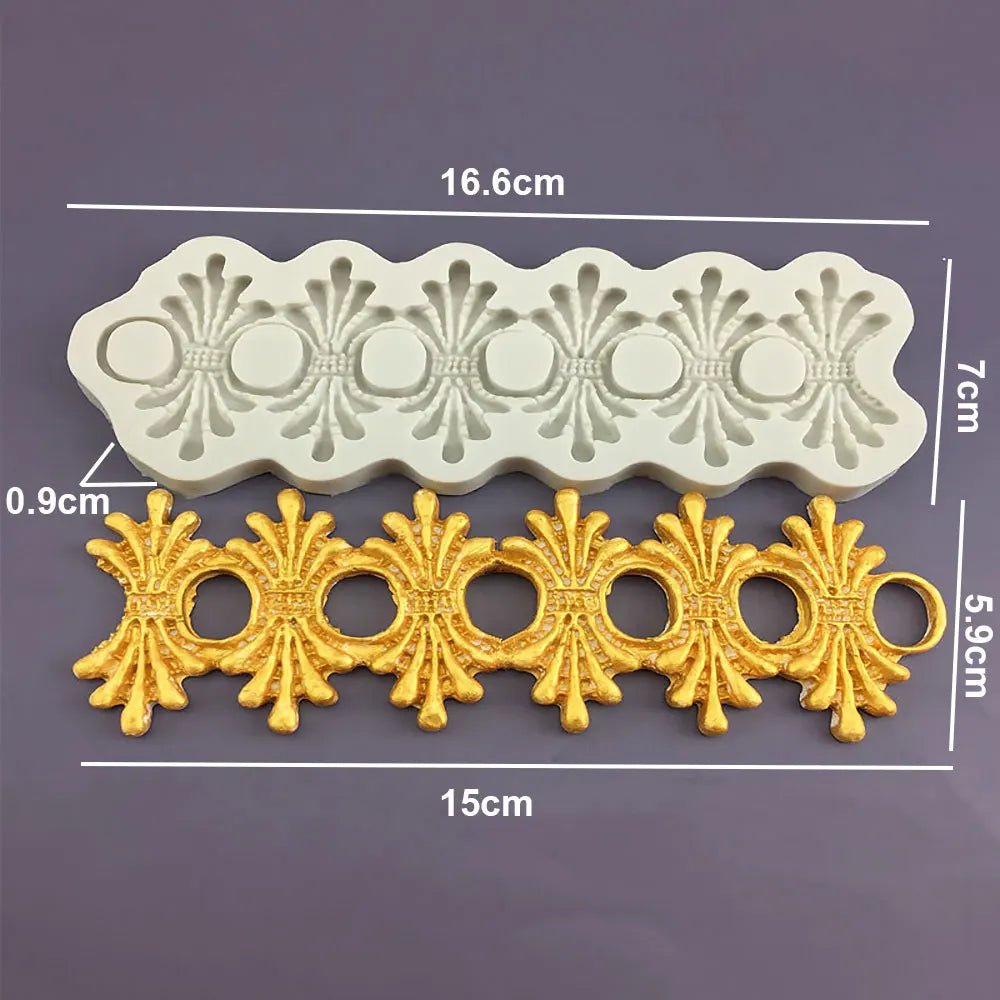 Silicone World DIY Baking Fondant Silicone Mold Handmade Sugar Flipping Cake Edge Decoration Mold Totem Gemstone Relief Mould