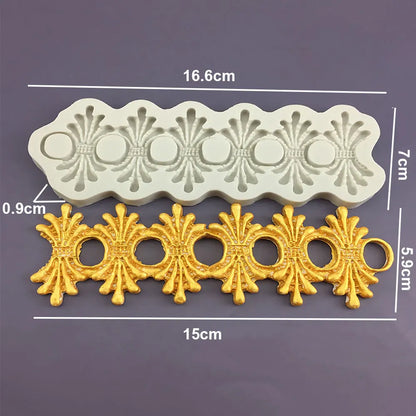 Silicone World DIY Baking Fondant Silicone Mold Handmade Sugar Flipping Cake Edge Decoration Mold Totem Gemstone Relief Mould