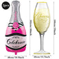 Champagne Bottle and Goblet Wine Glass Large Mylar Balloons Valentines Engagement Wedding Birthday Anniversary Party Decorations