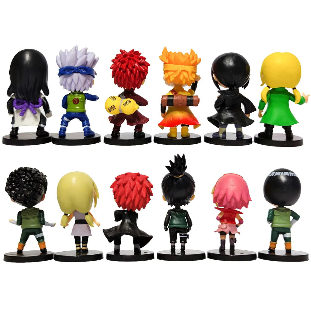 New 12pcs/set Anime Figure Naruto Shippuden Hinata Sasuke Itachi Kakashi Gaara Action Figure Q Version PVC Figures Toys  Gift