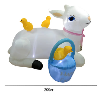 Easter Inflatable Outdoor Toys Easter Bunny Family Eggs Carrot with Build-in LEDs Blow Up Decorations for Party Yard Garden Lawn
