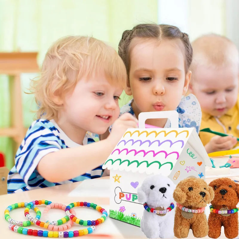 12–36 Sets DIY Adopt‑A‑Puppy Party Favors – Make Your Own Stuffed Animal Kit with Doghouse, Bead Pets & Necklace