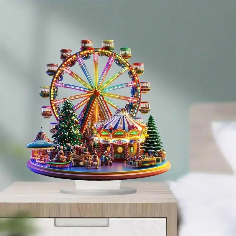 Christmas Ferris Wheel Decoration 2D Desktop Acrylic Ferris Wheel Shelf For Home Holiday Party Desktop Christmas Ornaments