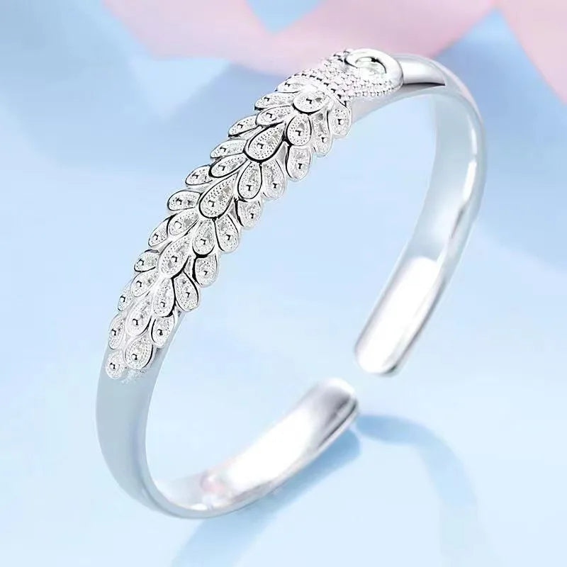 925 Sterling Silver Full-blown Flowers Bracelet For Women Original Texture Adjustable Solid Bracelets Light Luxury Party Jewelry