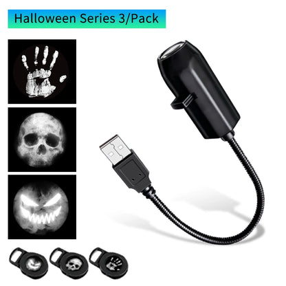 Halloween Led Projection Night Light Pumpkin Ceiling Wall Lamp USB Moon Projector Christmas Atmosphere Mood Light Room Decor