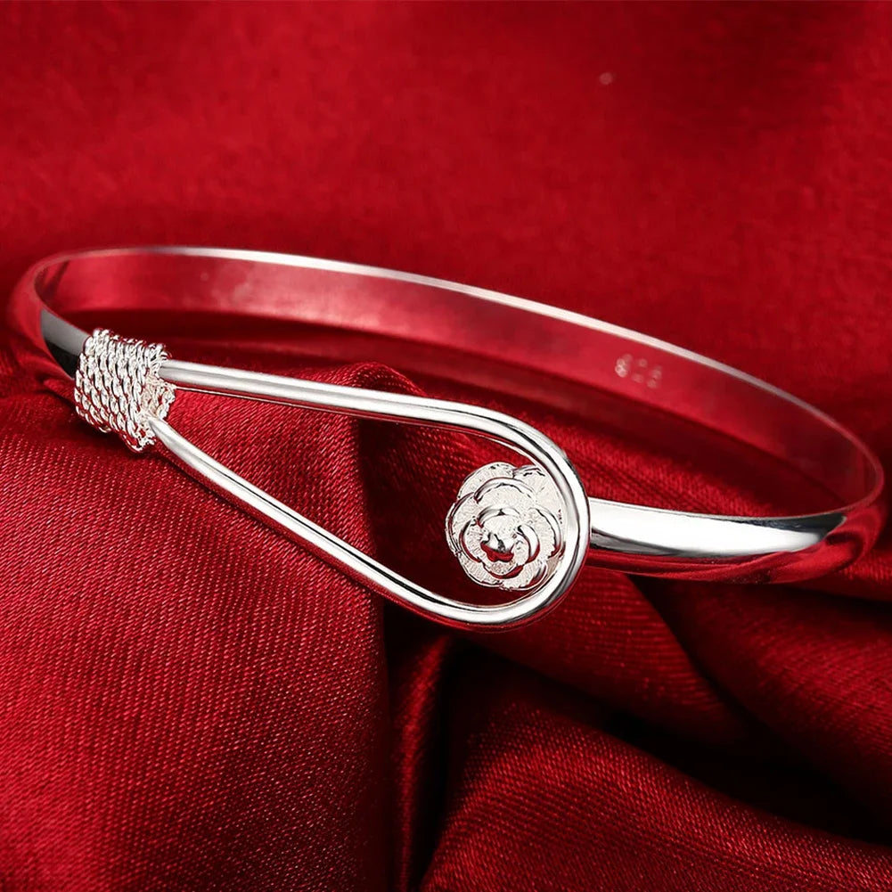 Trendy 925 Sterling Silver Bangles Bracelet Charms