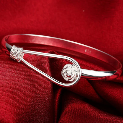 Trendy 925 Sterling Silver Bangles Bracelet Charms