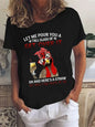 Cartoon Chicken Print T-Shirt Casual Short Sleeve Top For Spring & Summer Women's Clothing