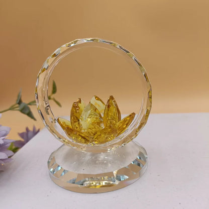 1pc New crystal pink lotus ornament: suitable for counter decoration, car interior decoration, Buddhist hall, living room, offic