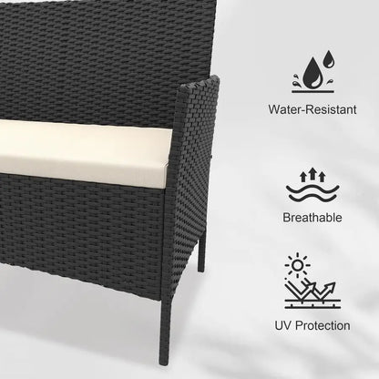4‑Piece Rattan Patio Furniture Set – All‑Weather Outdoor Sofa & Chair Combo