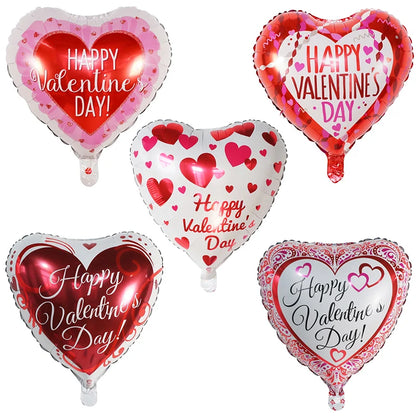 50‑Pack 18" Valentine’s Day Heart Foil Balloons – “I Love You” Helium Wedding & Romantic Party Decorations
