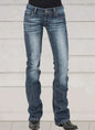 Flare Pants Women Vintage Jeans Embroidery Low Waist Skinny Washed Distressed Streetwear Denims Trousers Floor Length