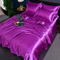 Luxury Ice Silk Bedding Set Satin Silky Duvet Cover Set With Pillowcase High-end Home Textiles Solid Color Bed Cover Sets