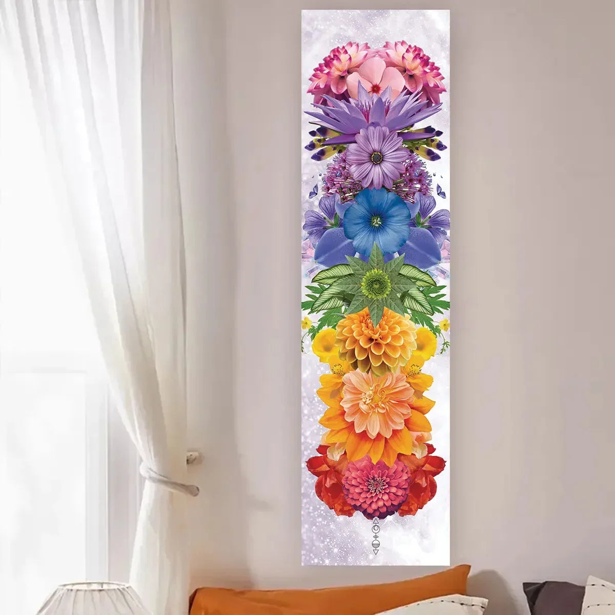 VIKAMA Seven Chakra Vertical Tapestry Rainbow Energy Wall Decor for Yoga Studio Meditation Space Wall Hanging Home Decoration