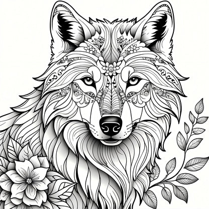 Wolf Pack Colouring Book for Adults - 20 Pages of Detailed Prairie Wolves, Therapeutic Art Therapy Coloring Book