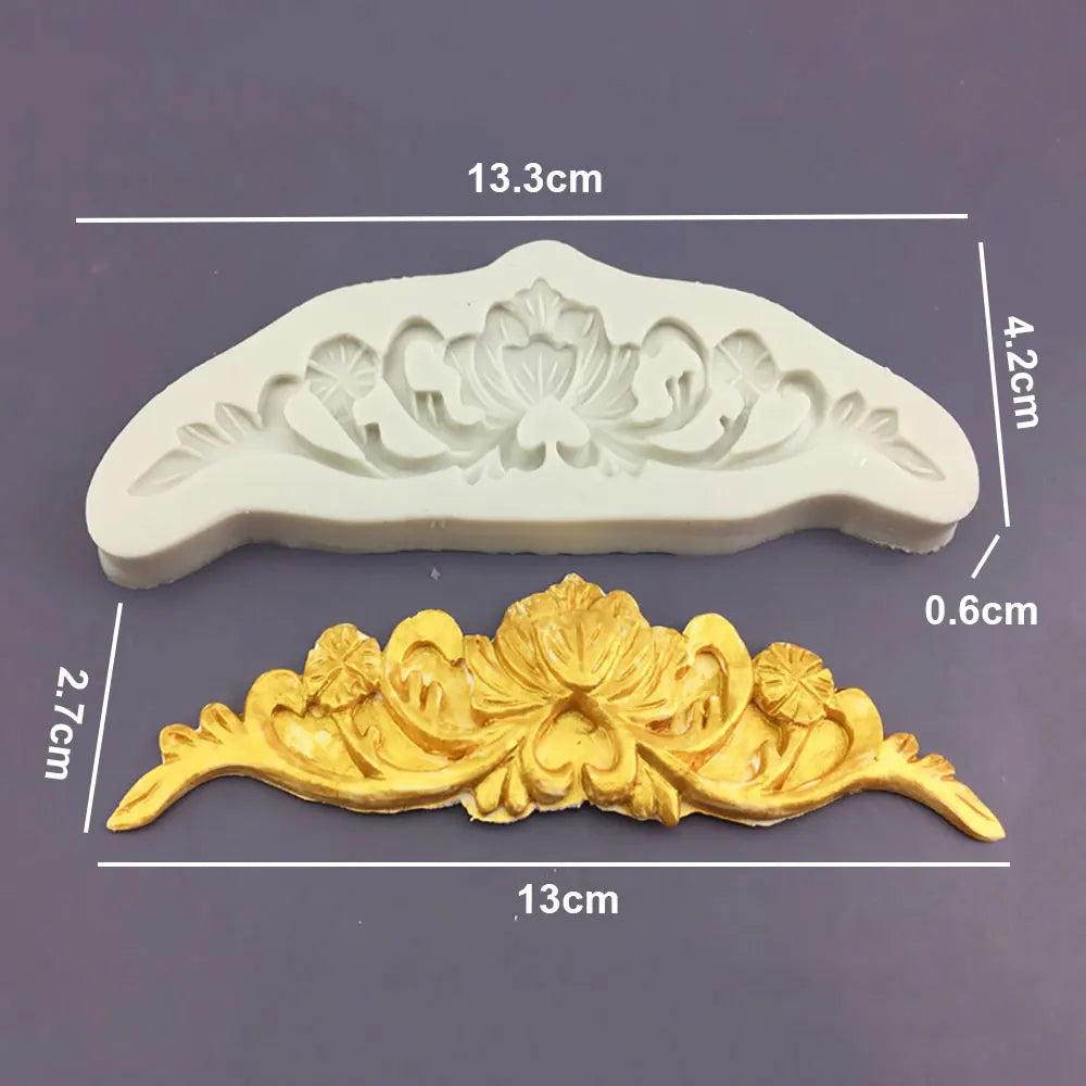 Silicone World DIY Baking Fondant Silicone Mold Handmade Sugar Flipping Cake Edge Decoration Mold Totem Gemstone Relief Mould