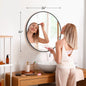 Large Gold Round Vanity Framed Mirror for Wall Matte Metal Framed 30 Inch Modern Mirror Tempered Glass Bedroom Living Room