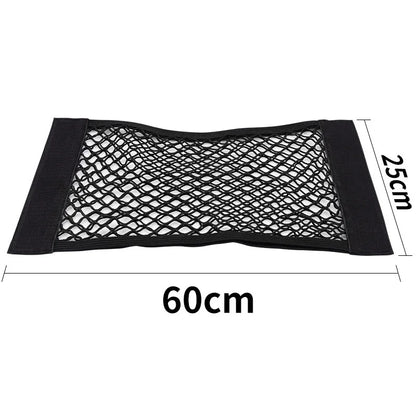 Universal Car Trunk Mesh Organizer – Tailgate Storage Net & Seat‑Back Pocket with Magic Tape