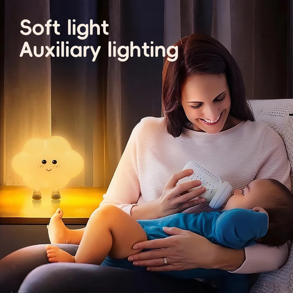 LED Star & Cloud Silicone Night Light – Rechargeable Nursery Wall Lamp for Baby Bedroom Décor