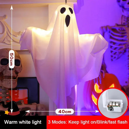 LED Glow Ghost Party Halloween Decoration for Home Indoor Outdoor Haunted House Bar Hanging Horror Props with Lights
