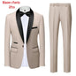 Men's Solid Color Suit Jacket Blazer Waistcoat Vest Pants Set M-6XL
