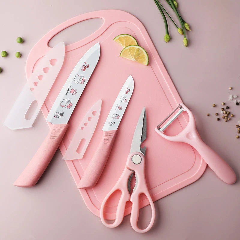 Knife set vegetable knife chopping board 2 in 1 sharp full set of kitchen utensils household chopping vegetables and meat knife