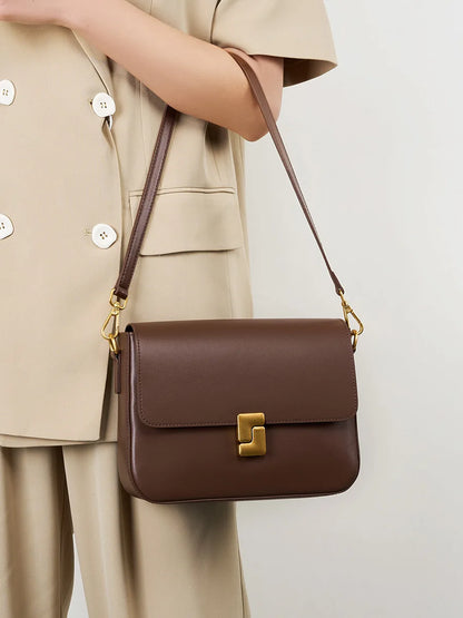 2025 genuine Leather Women Crossbody Bag Luxury Design Small Square Bag Cowhide Women's Commuter Shoulder Bag ladies gift