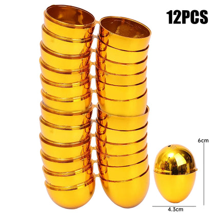 Easter Filling Eggs Golden Easter Decoration Egg Plastic Empty Simulation Eggshell Party Game Toys Festival Party Decor Supplies