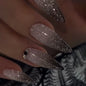 24Pcs False Full Cover Press on Nail Tips Purple Heart Almond  with Glue