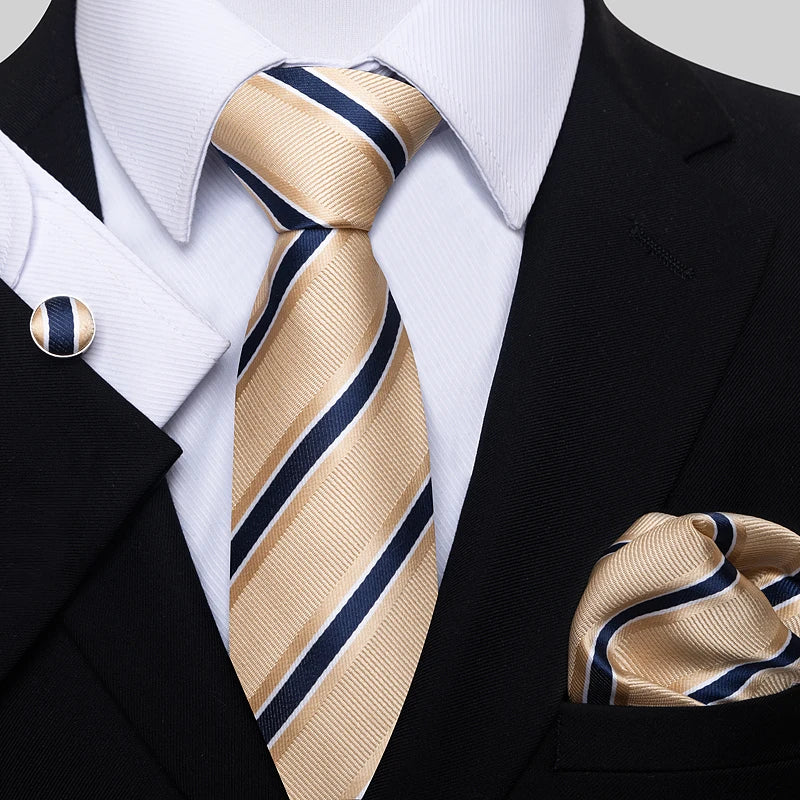 Necktie Pocket Squares Cufflink Set