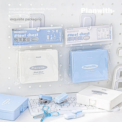 Stationery  Stapler, Scissors, Tape, Marking Pen, Punching Machine,Nail Remover 8Pcs Set