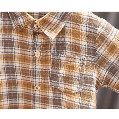 Baby Boys Clothes Suit Casual Plaid Shirt Vest Pants 3Pcs/Sets Toddler Cotton