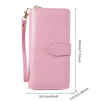 Hot selling cross-border oil wax zipper wallet for women, European and American retro card bag, large capacity mobile phone bag,