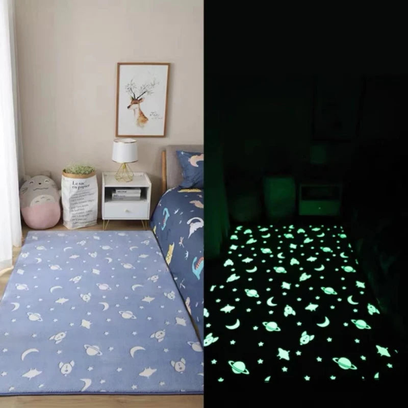 Luminous Carpet For Living Room Plush Soft Rug Children Kids Bed Room Fluffy Floor Carpets Bedside Anti Slip Rug Sofa Glow Mat