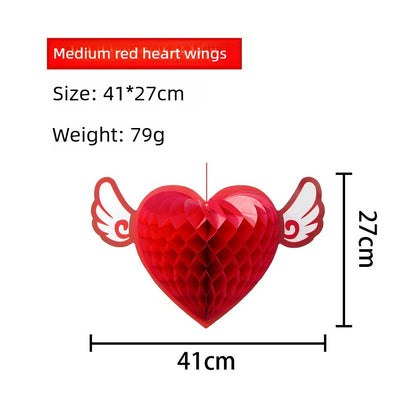 Honeycomb Love Wings Hanging Decor – Valentine’s Day & Wedding Room Decorations