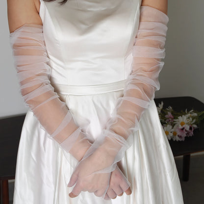 Women's Removable Bridal Accessories: Soft Tulle Bolero, Arm Sleeves, and Gloves for Wedding Dresses