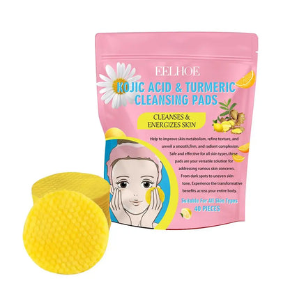 40/50pcs Turmeric Kojic Acid Cleansing Exfoliating Pads for Daily Cleansing Skin Care