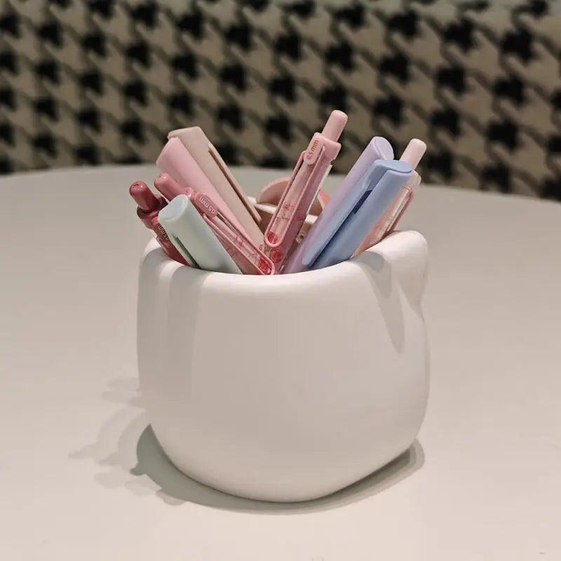 Sanrio Hello Kitty Creative Office Desktop Organizer Kt Cat Cute Multi-Functional Pen Holder Y2K Cosmetic Storage Box Gifts