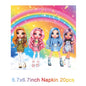 Cartoon Rainbow Doll High School Theme Background Birthday Party Decoration Supplies Disposable Cup Cutlery Balloon Baby Gift
