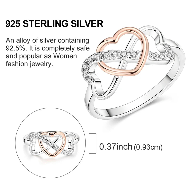 Rings Original 925 Sterling Silver Rings Simple Zircon Heart Ring For Wedding Valentine's Day Women Ring Jewelry Gift