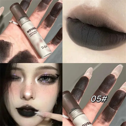 Matte Black Waterproof Lip Mud – Gothic Velvet Mousse Lipstick, Non‑Stick & Moisturizing