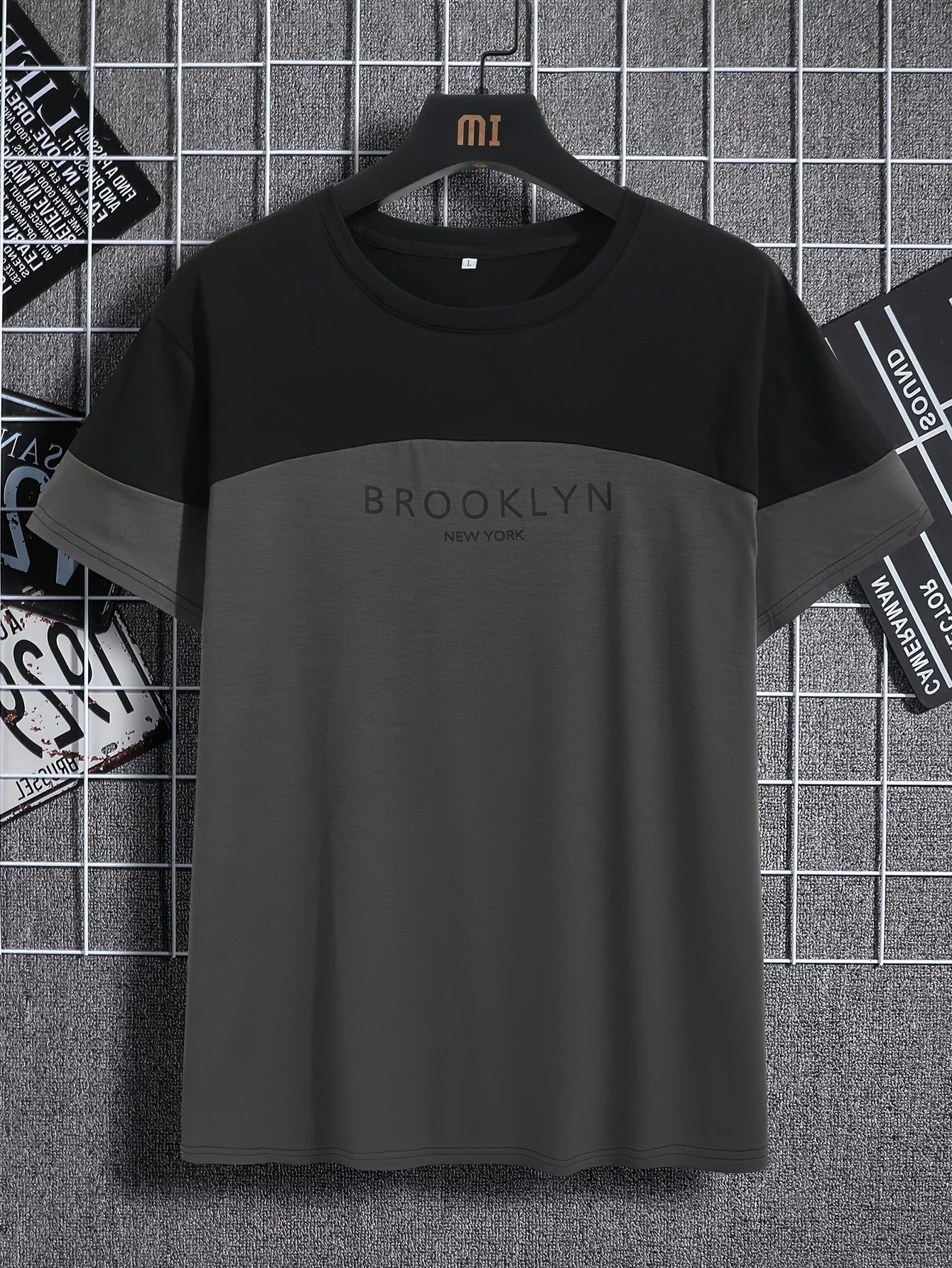 Men's Oversized Los Angeles Letter Print T-Shirt Polyester Summer Breathable Fabric Stylish Minimalist Short-Sleeve Design