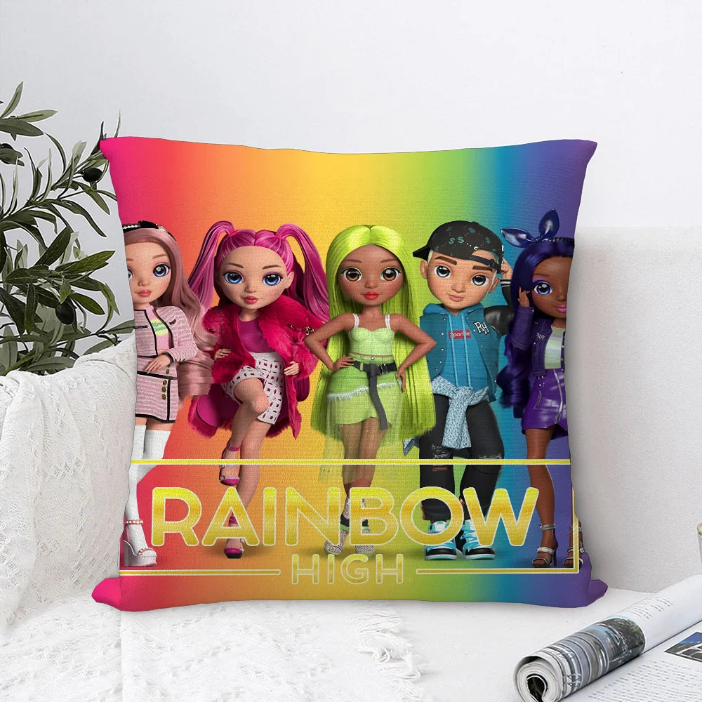 R-Rainbow High Doll Pillow Case Sofa Decorative Home Double-sided Print Plush Square Throw Pillow Covers Cushion Decor Cover